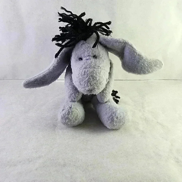 Disney Store Classic Pooh Eeyore Beanie Plush 8" Vintage Storybook Donkey PVC - Picture 2 of 7